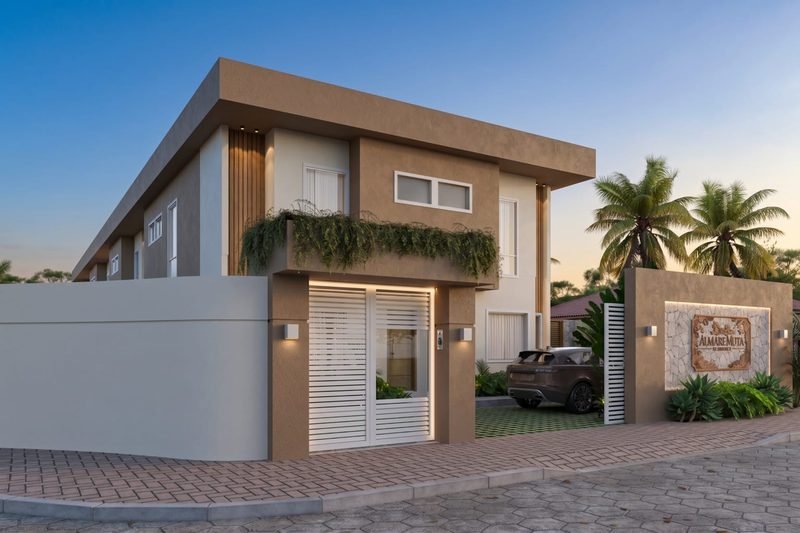 Entrada do Almare Mutá Residence com vaga de garagem